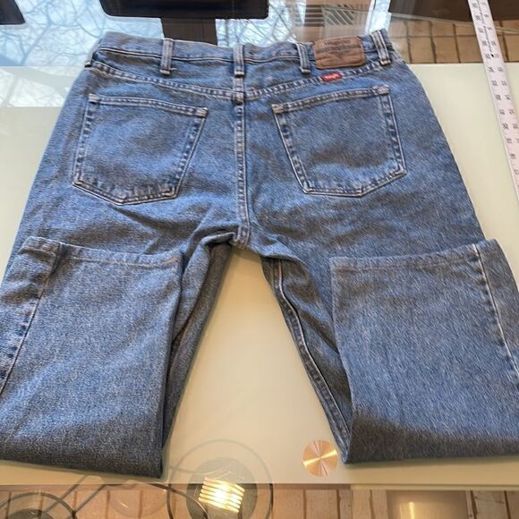 Wrangler jeans 39x29 blue regular fit laying flat approximately 35 waist - Picture 6 of 12